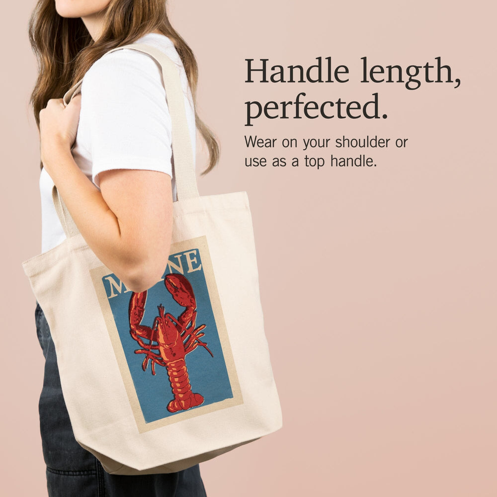 Maine, Lobster Woodblock, Tote Bag Totes Lantern Press 