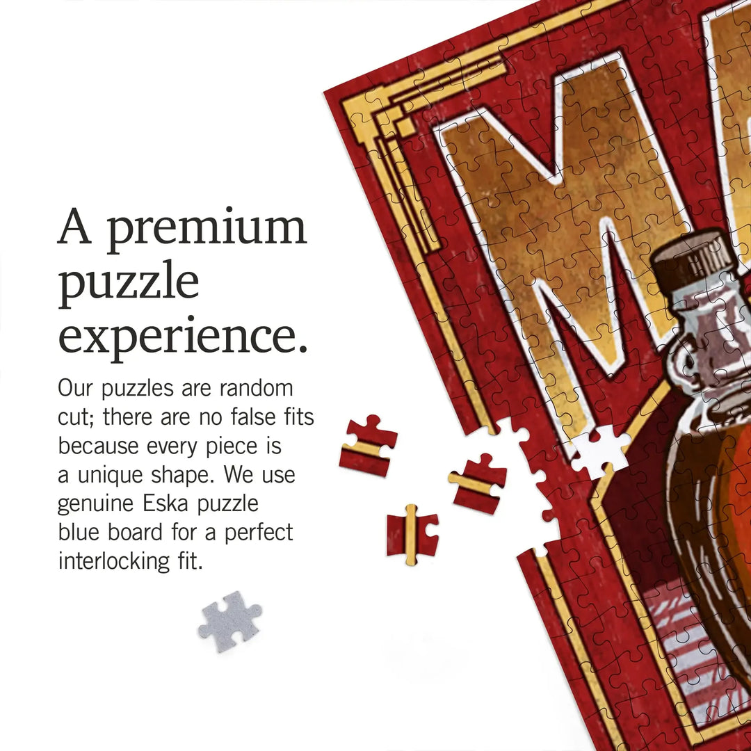 Maine, Maple Syrup Vintage Sign, Jigsaw Puzzle Puzzle Lantern Press 