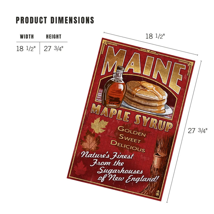 Maine, Maple Syrup Vintage Sign, Jigsaw Puzzle Puzzle Lantern Press 