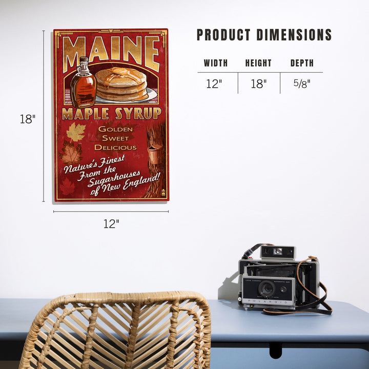Maine, Maple Syrup Vintage Sign, Lantern Press Artwork, Wood Signs and Postcards Wood Lantern Press 