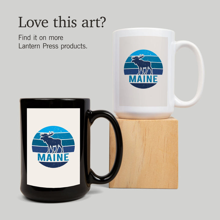 Maine, Moose Vector, Contour, Ceramic Mug Mugs Lantern Press 