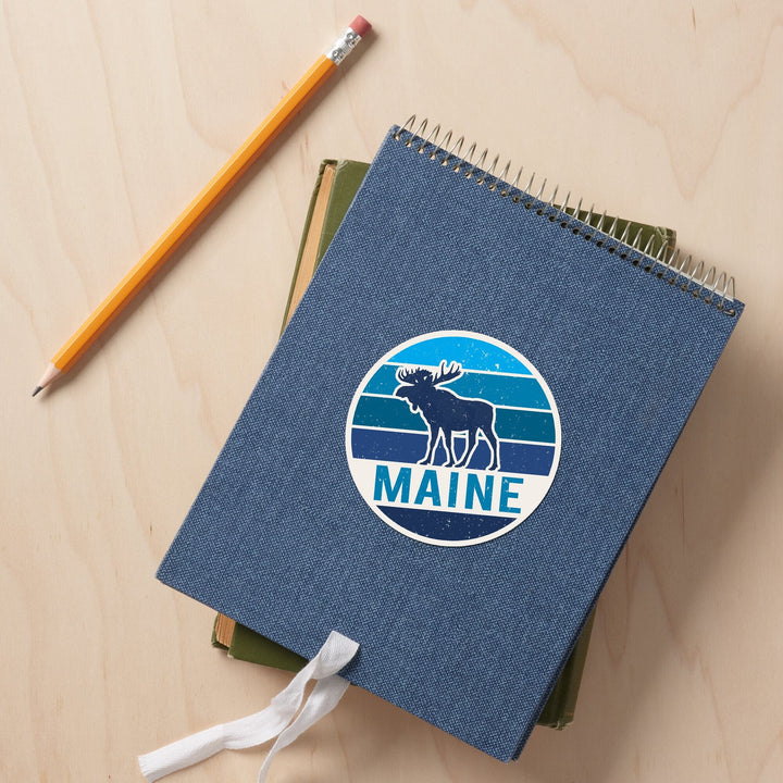 Maine, Moose Vector, Contour, Vinyl Sticker Sticker Lantern Press 