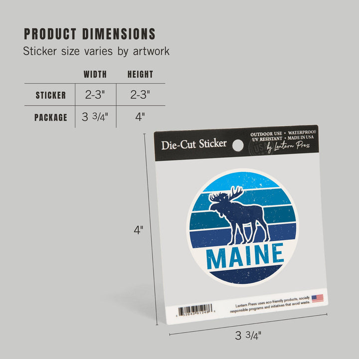 Maine, Moose Vector, Contour, Vinyl Sticker Sticker Lantern Press 
