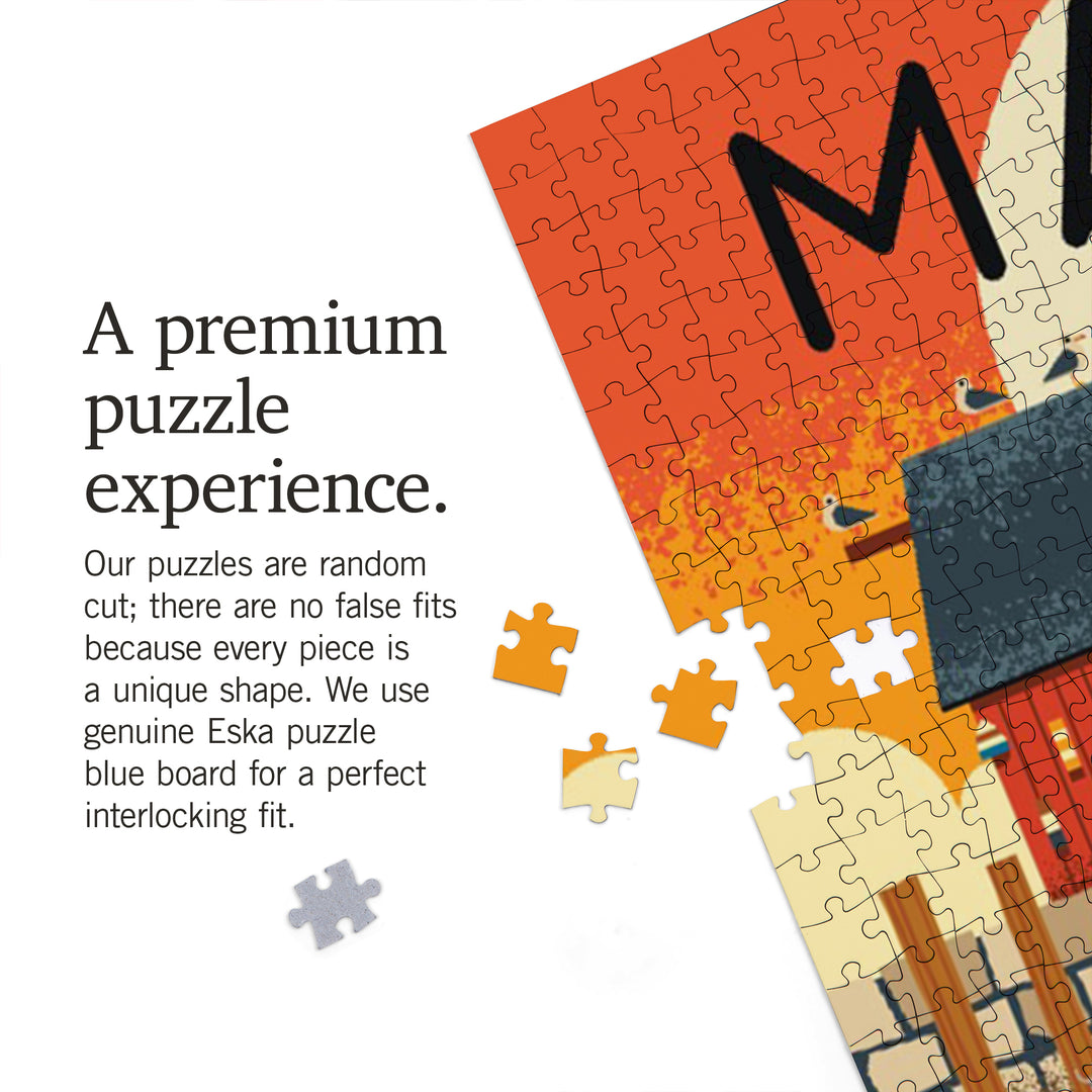 Maine, Nautical Geometric, Jigsaw Puzzle Puzzle Lantern Press 