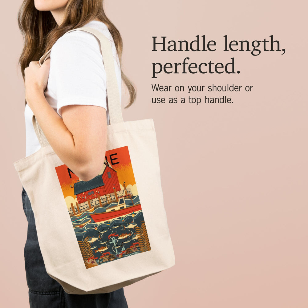 Maine, Nautical Geometric, Tote Bag Totes Lantern Press 