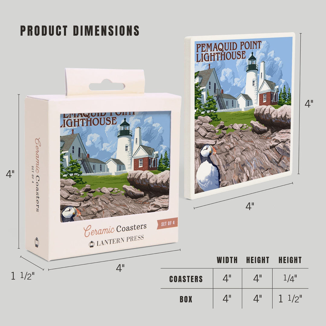 Maine, Pemaquid Lighthouse, Coasters Coasters Lantern Press 