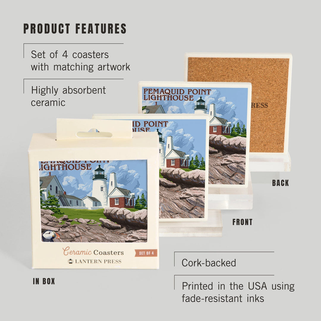 Maine, Pemaquid Lighthouse, Coasters Coasters Lantern Press 