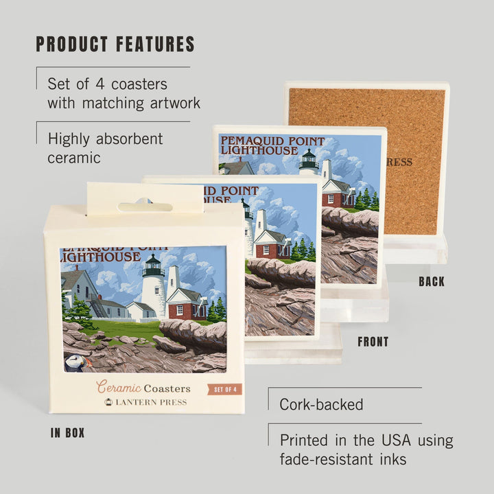 Maine, Pemaquid Lighthouse, Coasters Coasters Lantern Press 