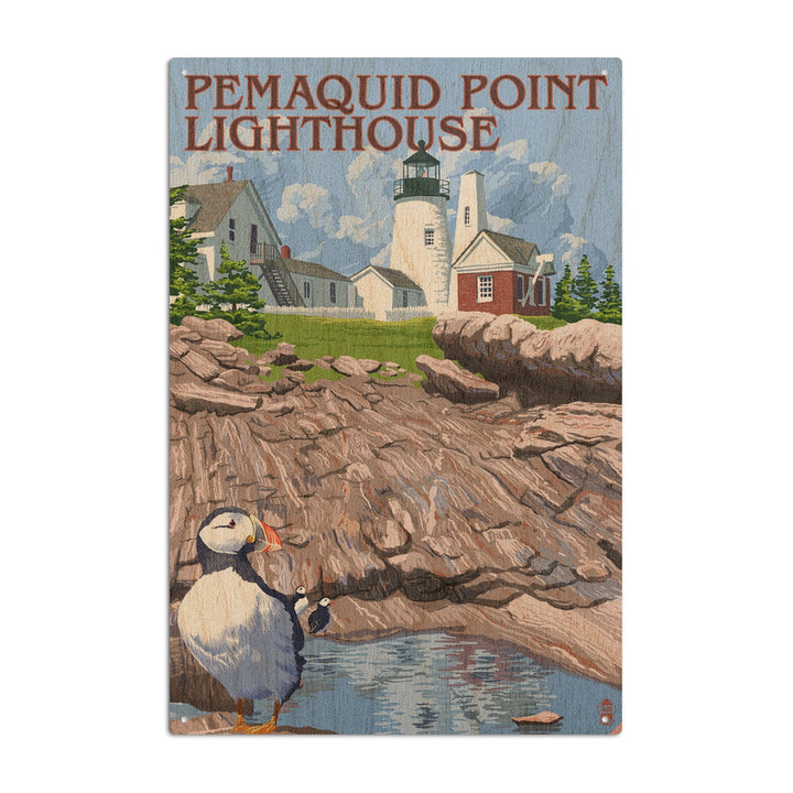 Maine, Pemaquid Lighthouse, Lantern Press Artwork, Wood Signs and Postcards Wood Lantern Press 10 x 15 Wood Sign 
