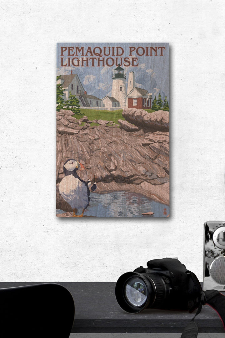 Maine, Pemaquid Lighthouse, Lantern Press Artwork, Wood Signs and Postcards Wood Lantern Press 12 x 18 Wood Gallery Print 