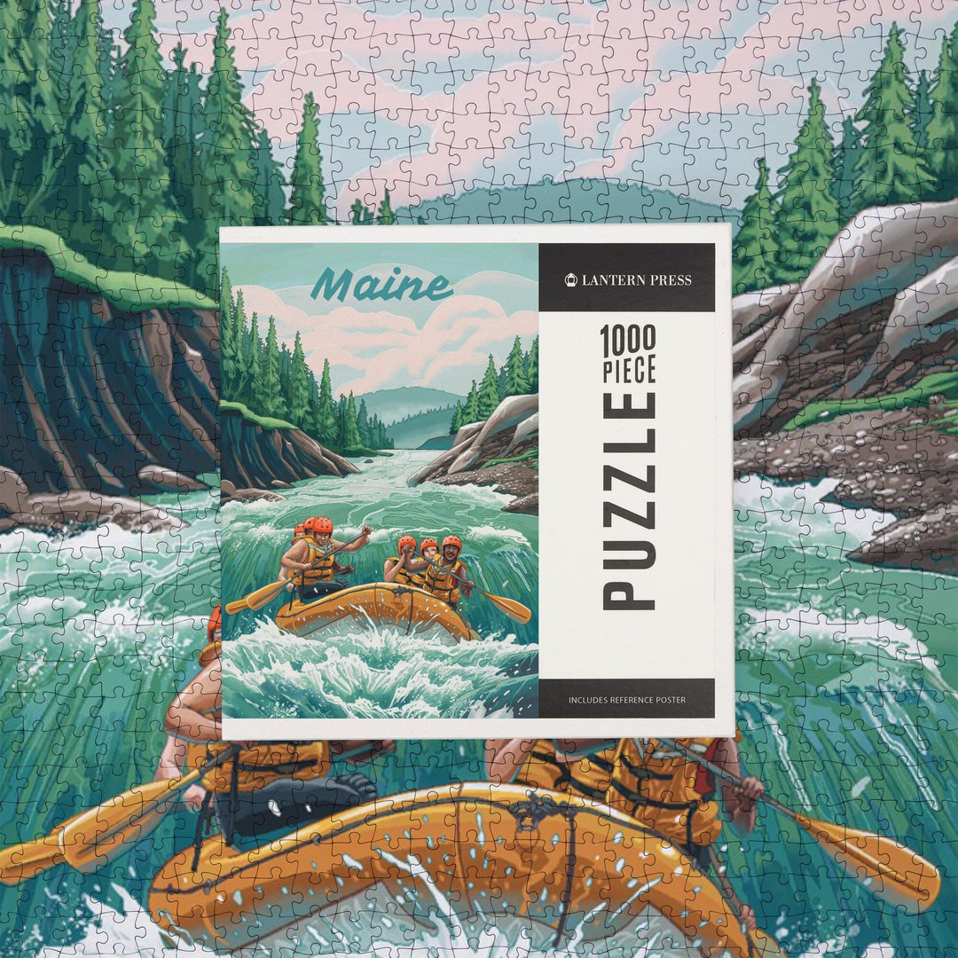 Maine, Seek Adventure, River Rafting, Jigsaw Puzzle Puzzle Lantern Press 