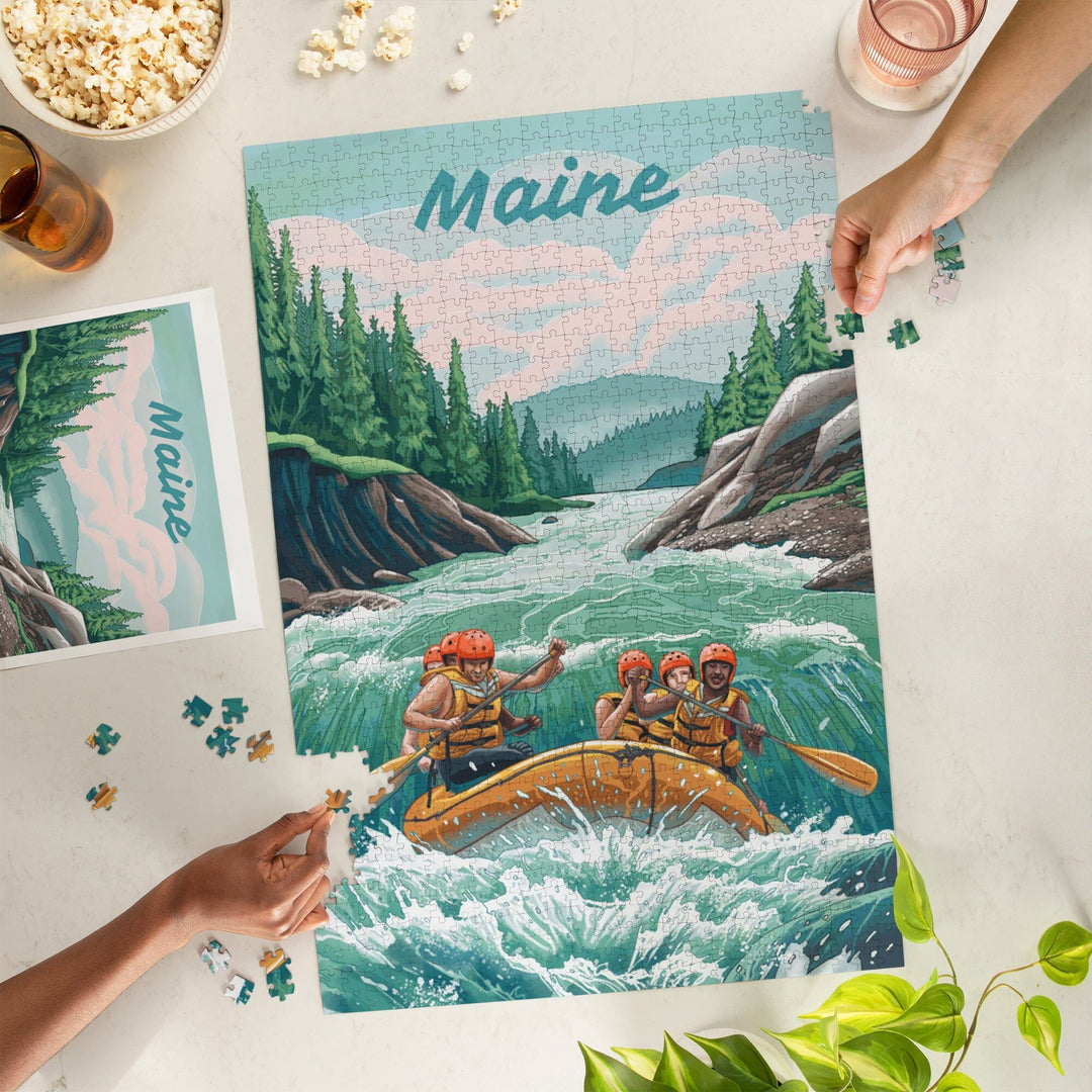 Maine, Seek Adventure, River Rafting, Jigsaw Puzzle - Lantern Press