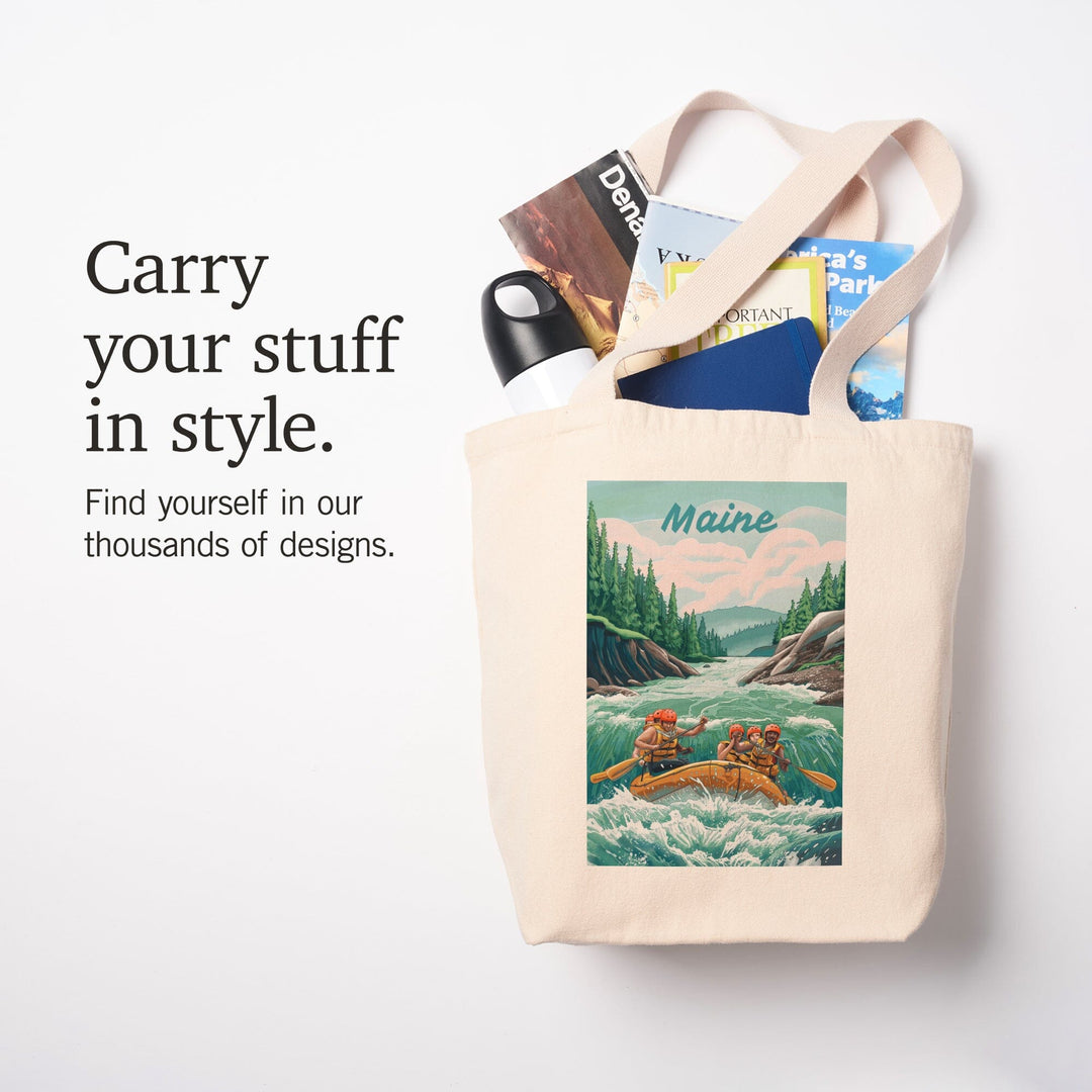 Maine, Seek Adventure, River Rafting, Tote Bag Totes Lantern Press 