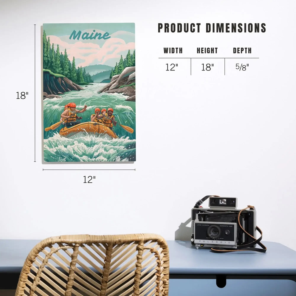Maine, Seek Adventure, River Rafting, Wood Signs and Postcards Wood Lantern Press 