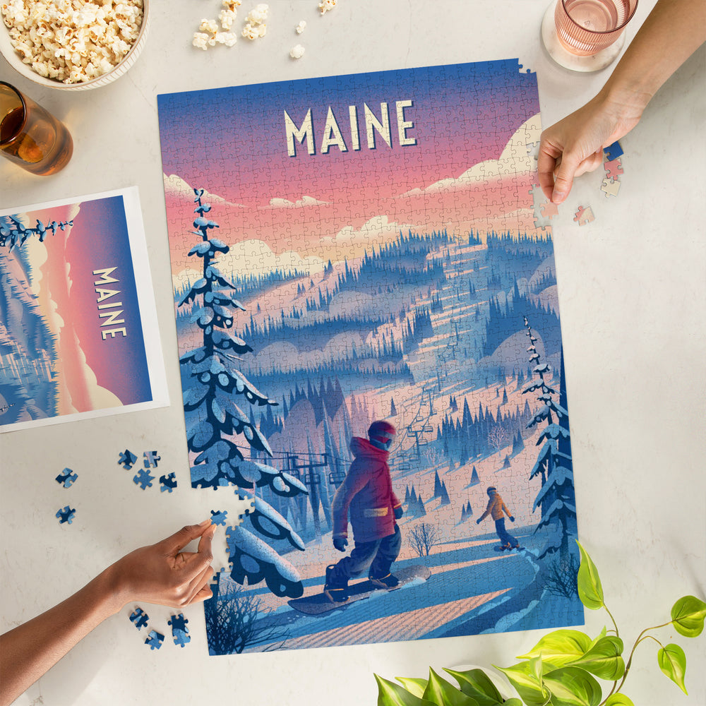 Maine, Shred the Gnar, Snowboarding, Jigsaw Puzzle Puzzle Lantern Press 