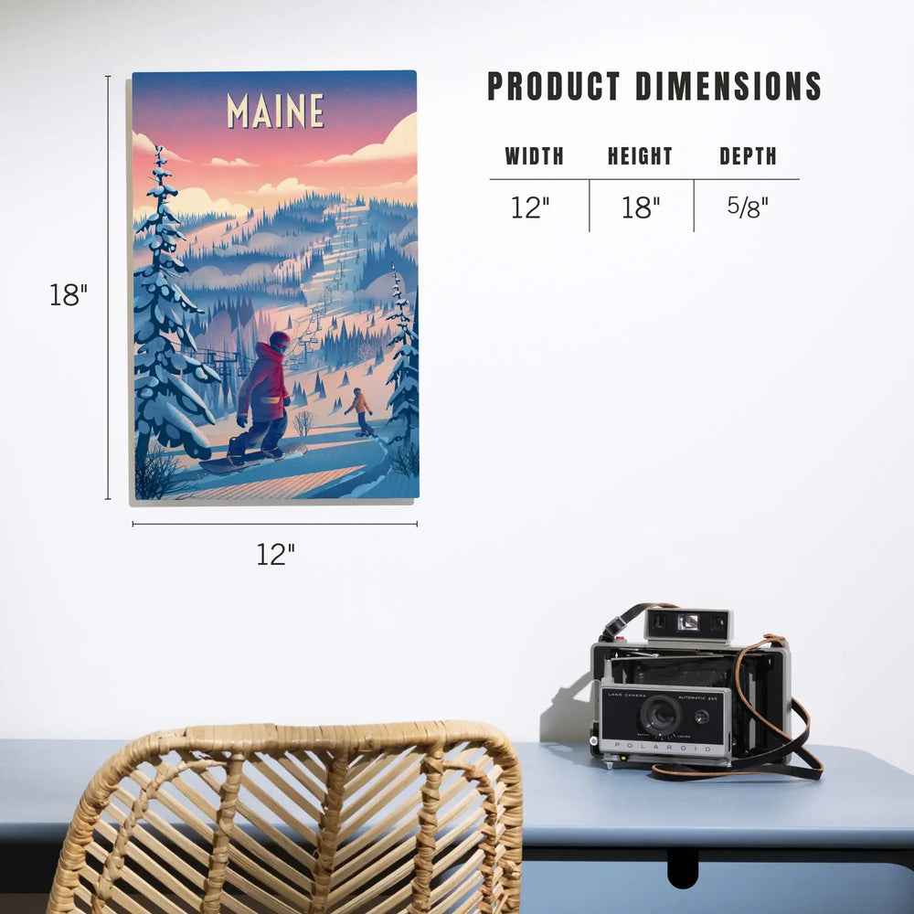 Maine, Shred the Gnar, Snowboarding, Wood Signs and Postcards Wood Lantern Press 