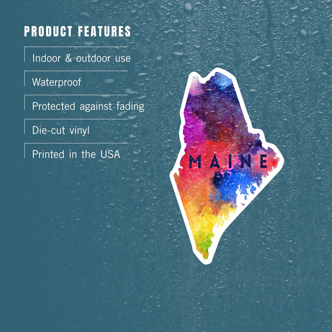 Maine, State Abstract, Contour, Vinyl Sticker - Lantern Press