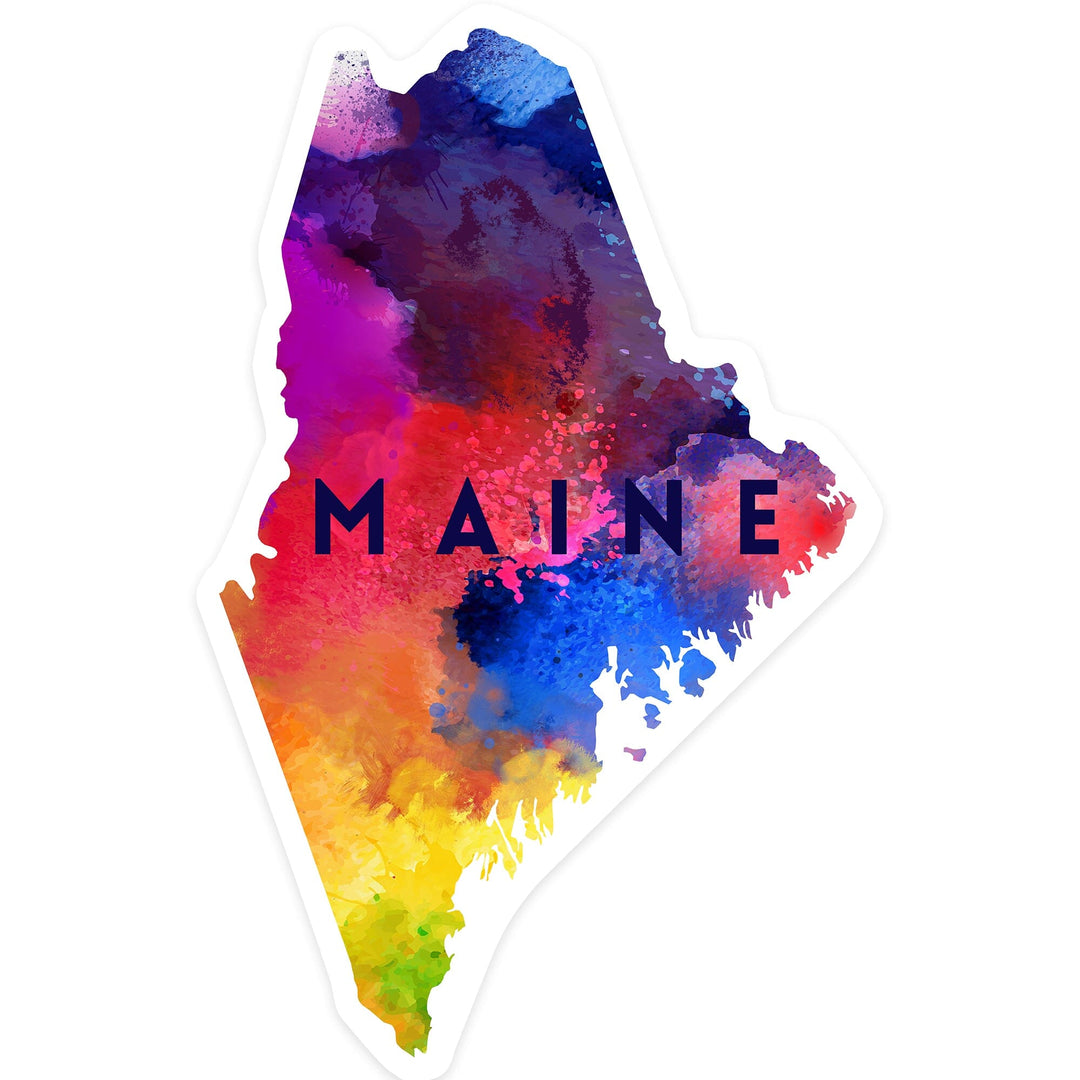 Maine, State Abstract, Contour, Vinyl Sticker - Lantern Press