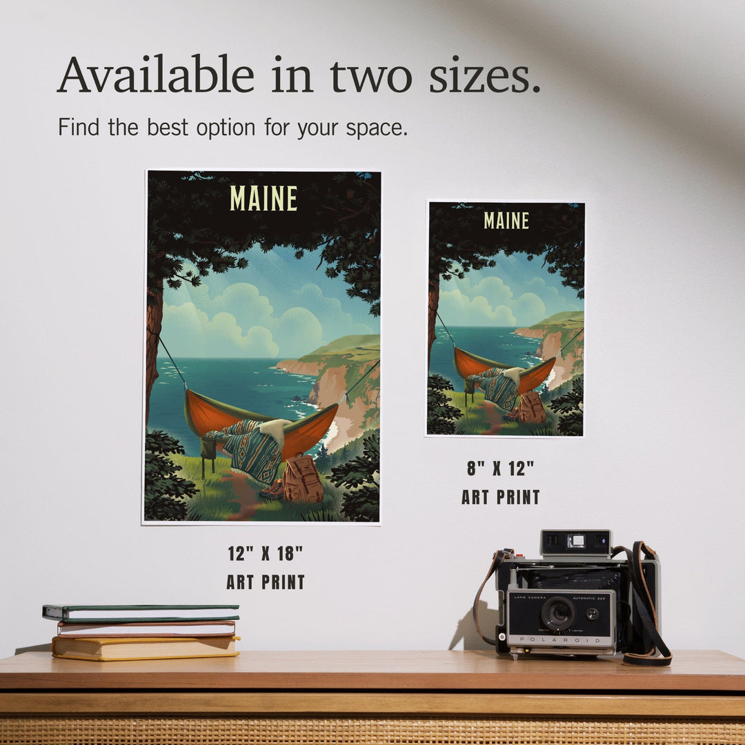 Maine, Today's Office, Coastal Series, Hammock on Beach, Art & Giclee Prints Art Lantern Press 