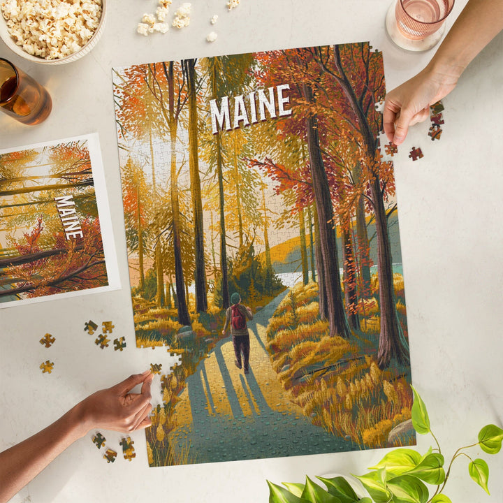Maine, Walk In The Woods, Day Hike, Jigsaw Puzzle - Lantern Press