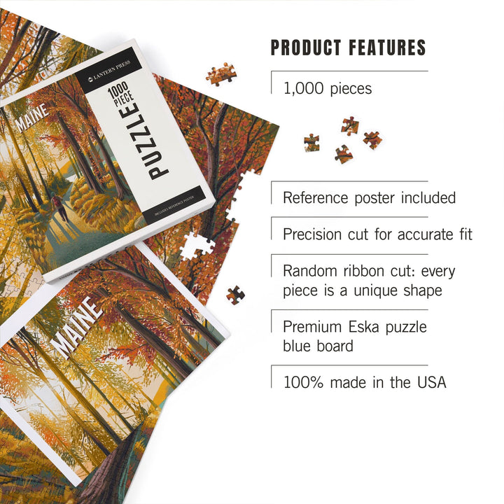Maine, Walk In The Woods, Day Hike, Jigsaw Puzzle - Lantern Press