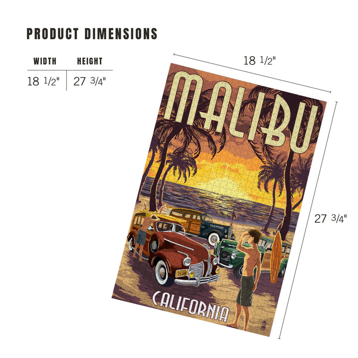 Malibu, California, Woodies on the Beach, Jigsaw Puzzle Puzzle Lantern Press 