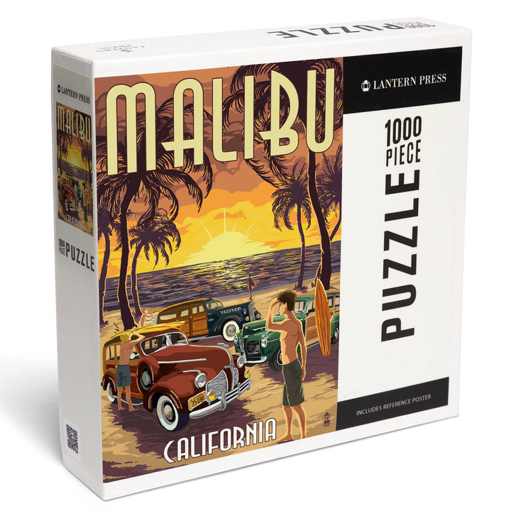 Malibu, California, Woodies on the Beach, Jigsaw Puzzle Puzzle Lantern Press 