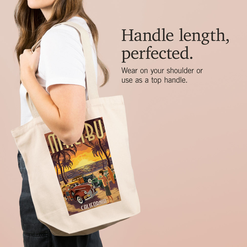 Malibu, California, Woodies on the Beach, Tote Bag Totes Lantern Press 
