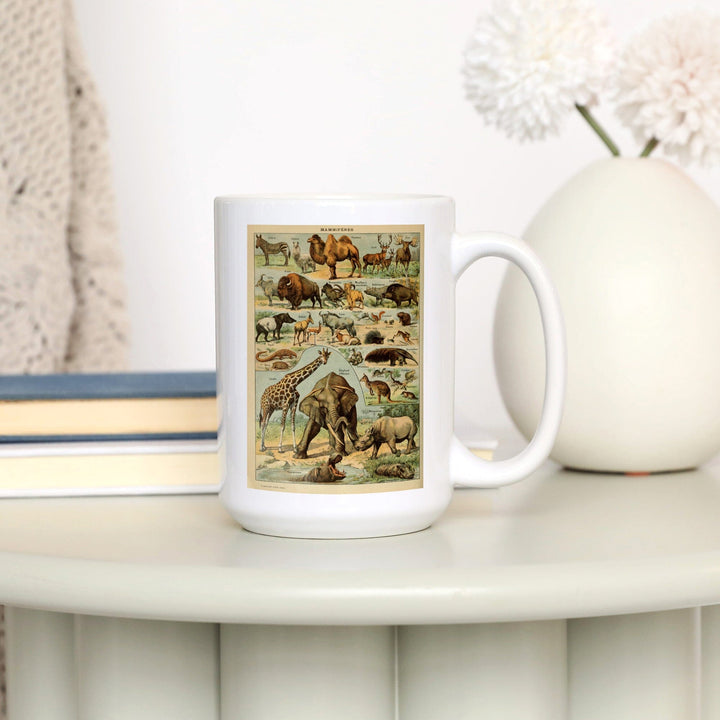 Mammals, B, Vintage Bookplate, Adolphe Millot Artwork, Ceramic Mug Mugs Lantern Press 