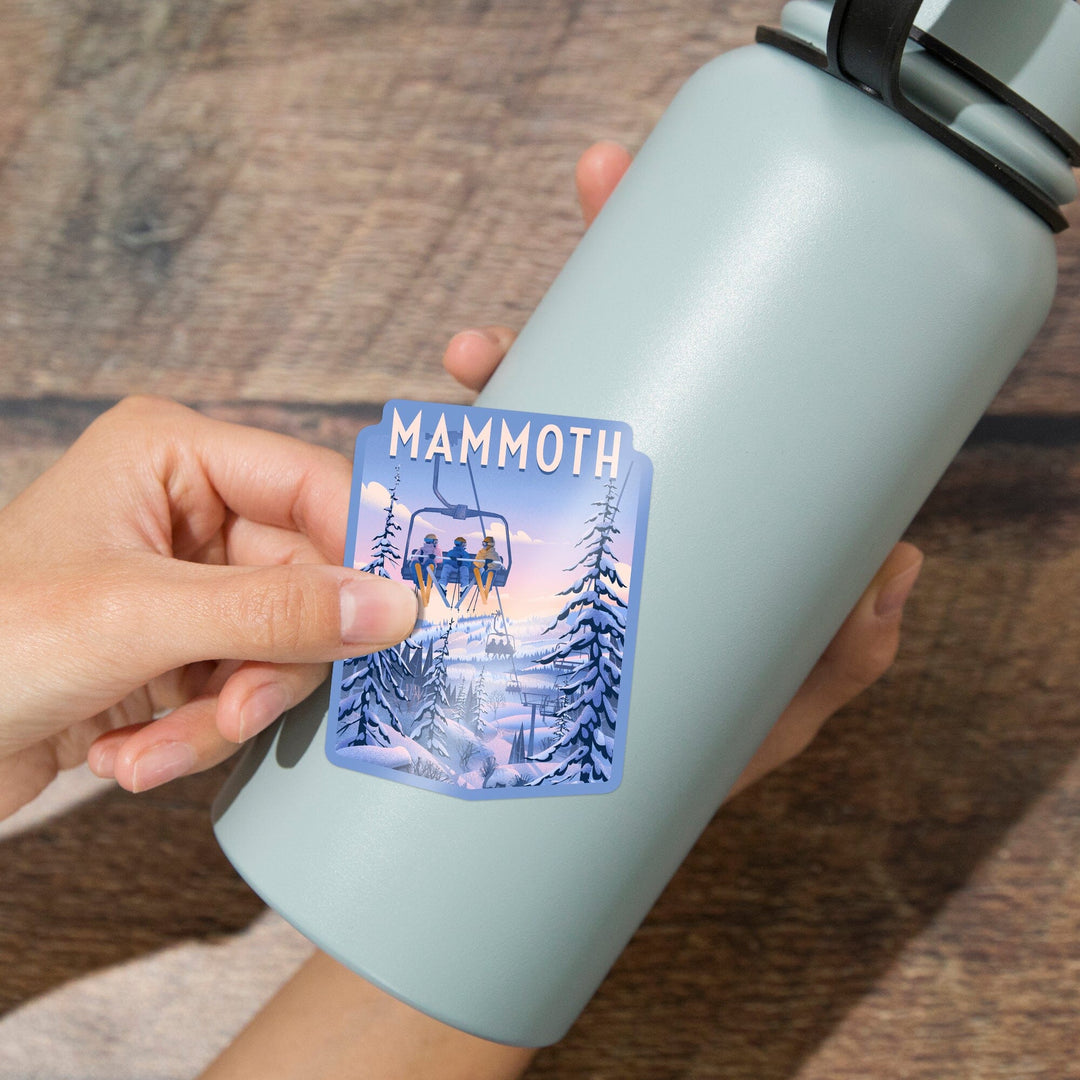 Mammoth, California, Chill on the Uphill, Ski Lift, Contour, Vinyl Sticker Sticker Lantern Press 