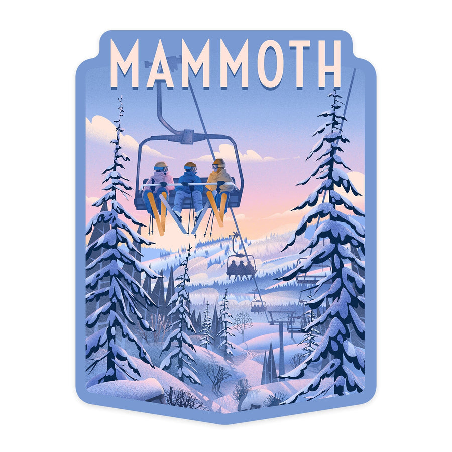 Mammoth, California, Chill on the Uphill, Ski Lift, Contour, Vinyl Sticker Sticker Lantern Press 