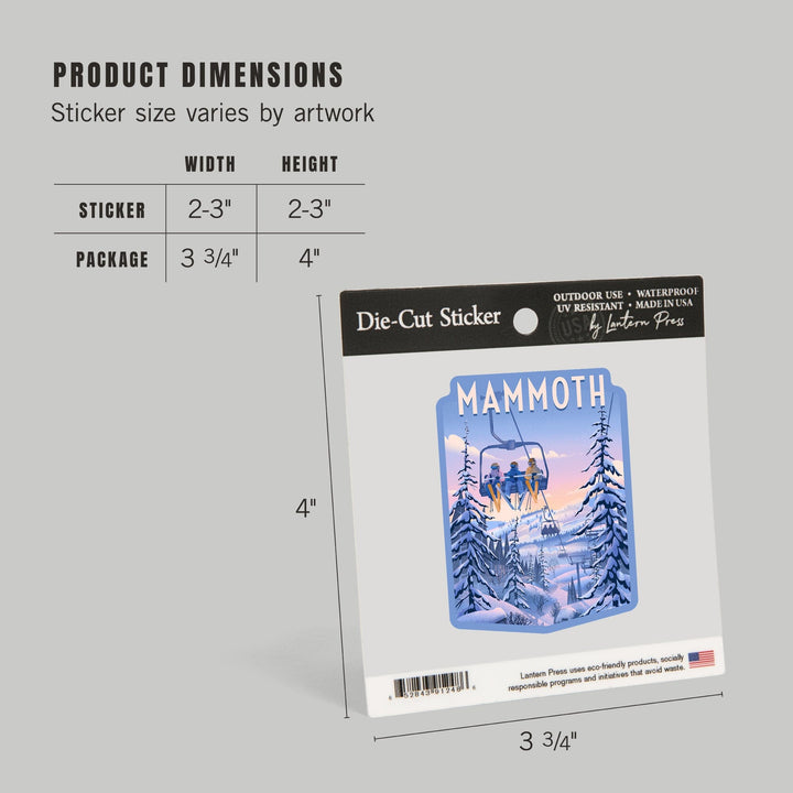 Mammoth, California, Chill on the Uphill, Ski Lift, Contour, Vinyl Sticker Sticker Lantern Press 