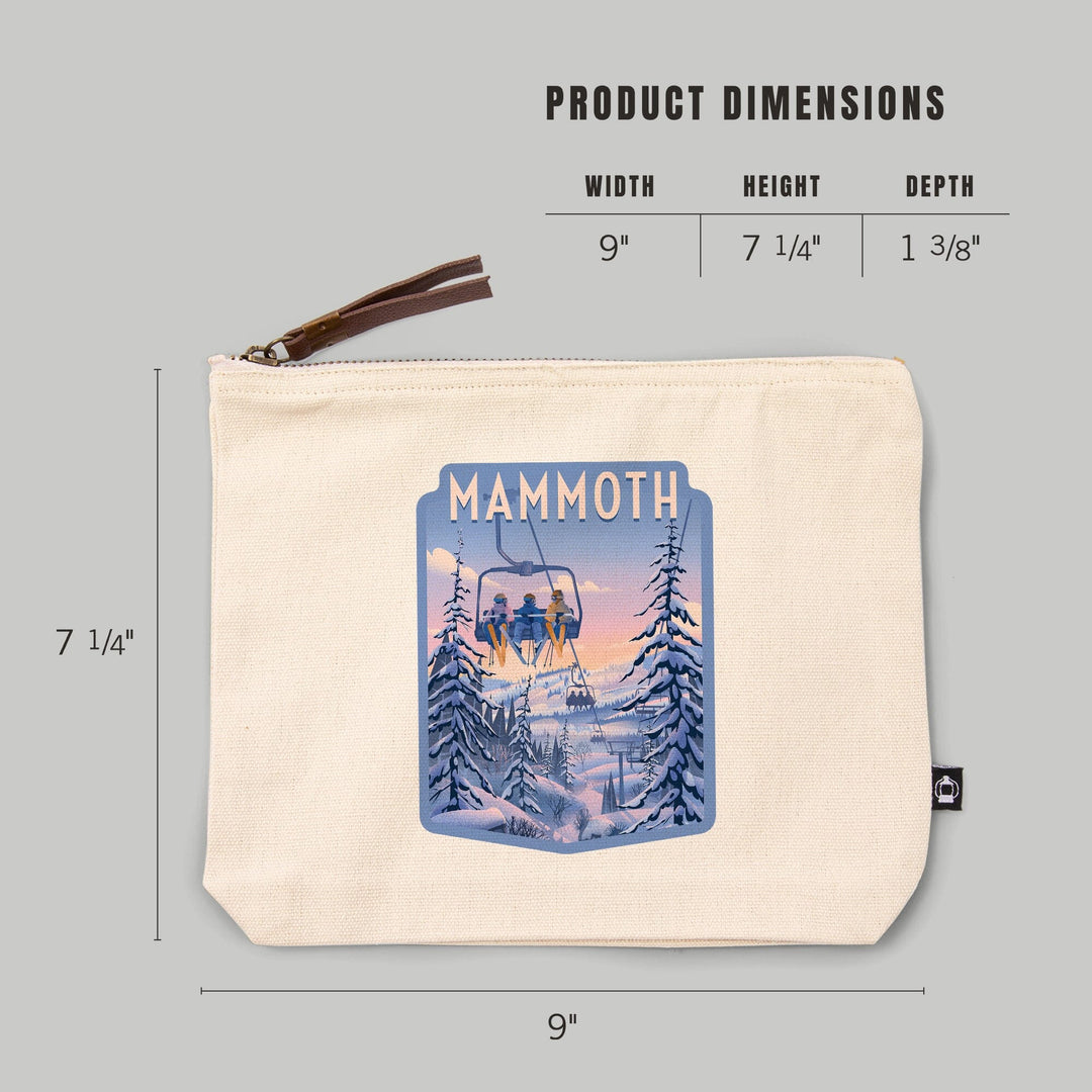 Mammoth, California, Chill on the Uphill, Ski Lift,, Organic Cotton Zipper Pouch, Go Bag Totes Lantern Press 