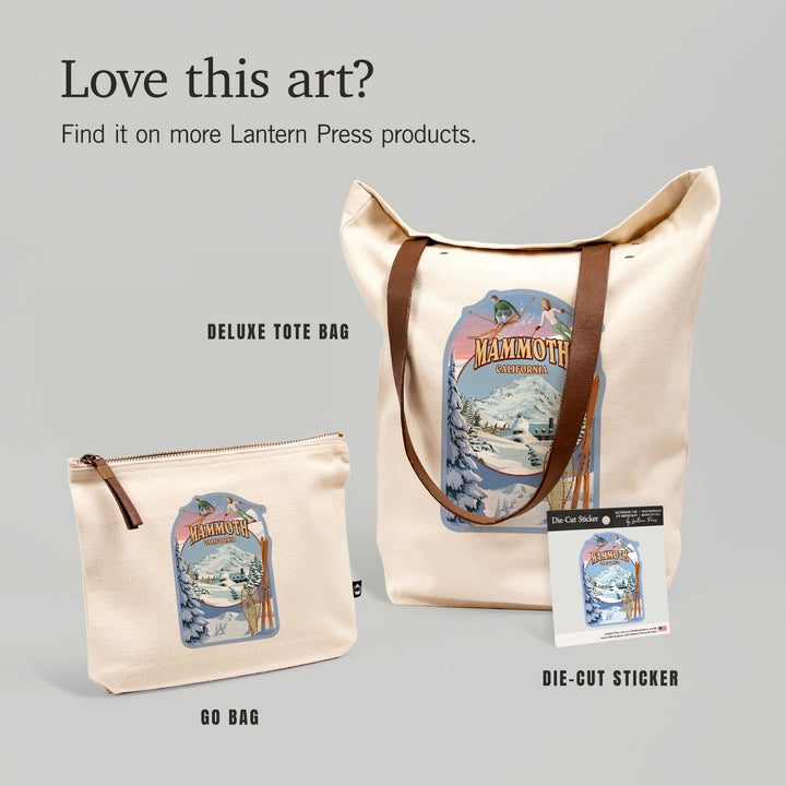 Mammoth, California, Winter Views,, Organic Cotton Zipper Pouch, Go Bag Totes Lantern Press 