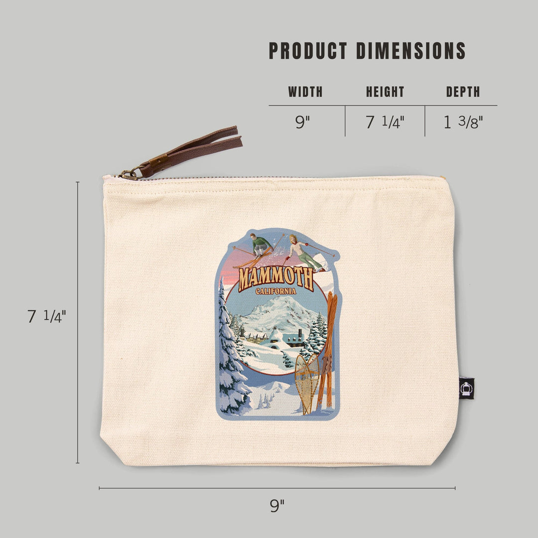 Mammoth, California, Winter Views,, Organic Cotton Zipper Pouch, Go Bag Totes Lantern Press 
