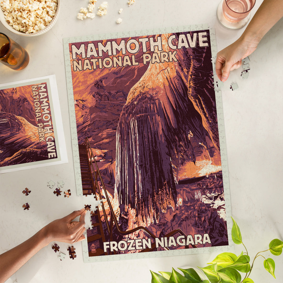 Mammoth Cave, Kentucky, Letterpress, Jigsaw Puzzle Puzzle Lantern Press 