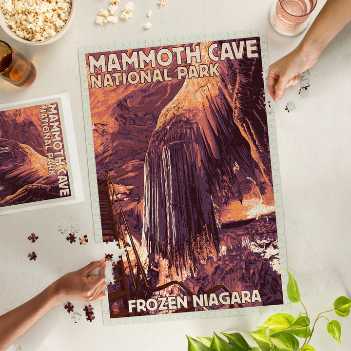 Mammoth Cave, Kentucky, Letterpress, Jigsaw Puzzle Puzzle Lantern Press 