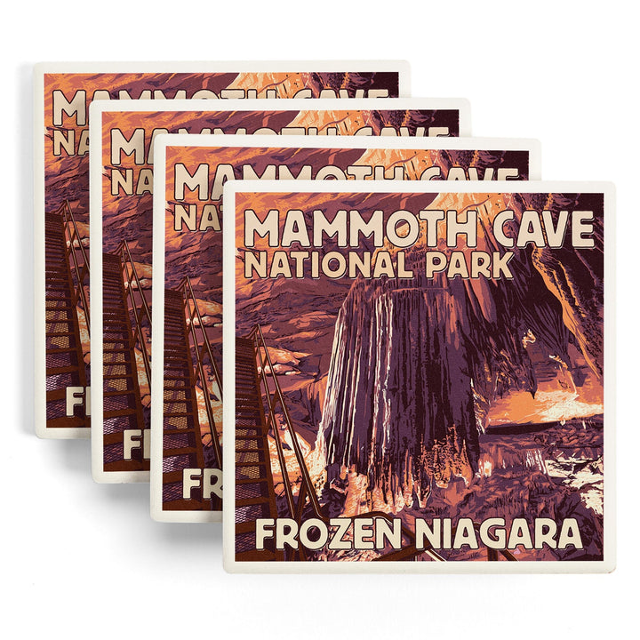 Mammoth Cave, Kentucky, Letterpress, Lantern Press Artwork, Coaster Set - Lantern Press