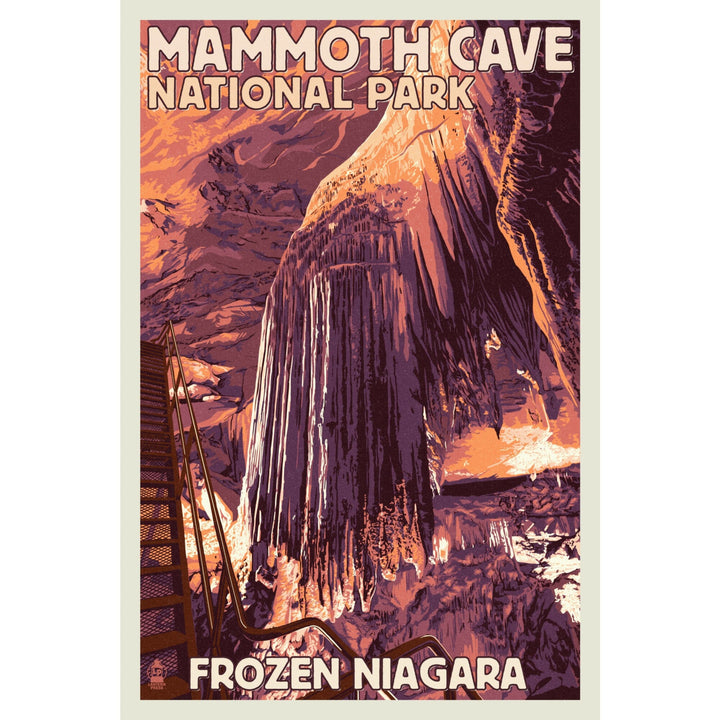 Mammoth Cave, Kentucky, Letterpress, Lantern Press Artwork, Stretched Canvas Canvas Lantern Press 