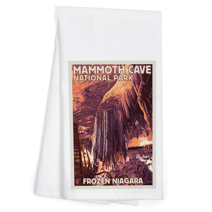 Mammoth Cave, Kentucky, Letterpress, Organic Cotton Kitchen Tea Towels Kitchen Lantern Press 