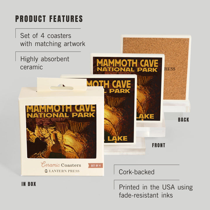 Mammoth Cave National Park, Kentucky, Crystal Lake, Coasters Coasters Lantern Press 