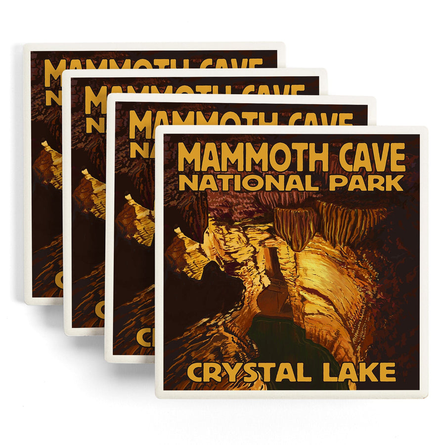 Mammoth Cave National Park, Kentucky, Crystal Lake, Lantern Press Artwork, Coaster Set - Lantern Press