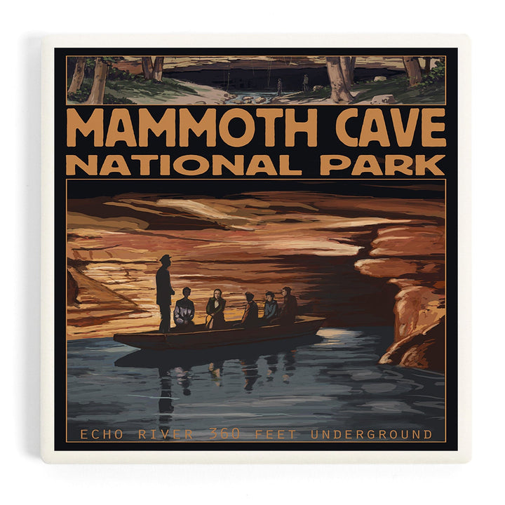 Mammoth Cave National Park, Kentucky, Echo River, Coasters Coasters Lantern Press Coaster 