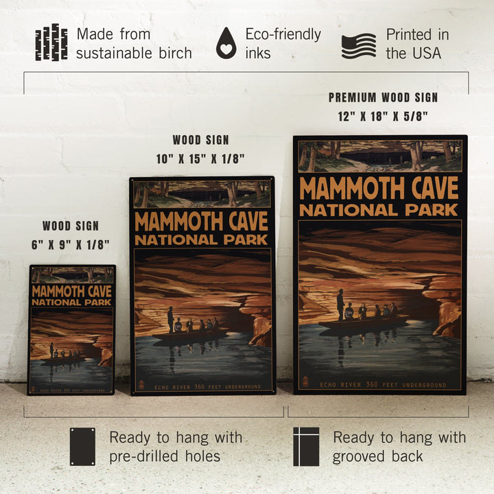 Mammoth Cave National Park, Kentucky, Echo River, Wood Signs and Postcards Wood Lantern Press 