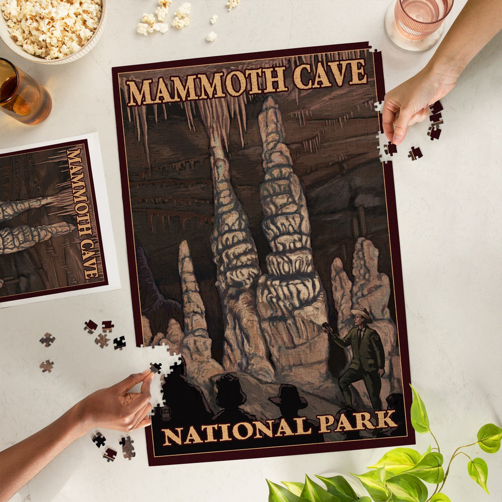 Mammoth Cave National Park, Kentucky, Onyx Pillars, Jigsaw Puzzle Puzzle Lantern Press 
