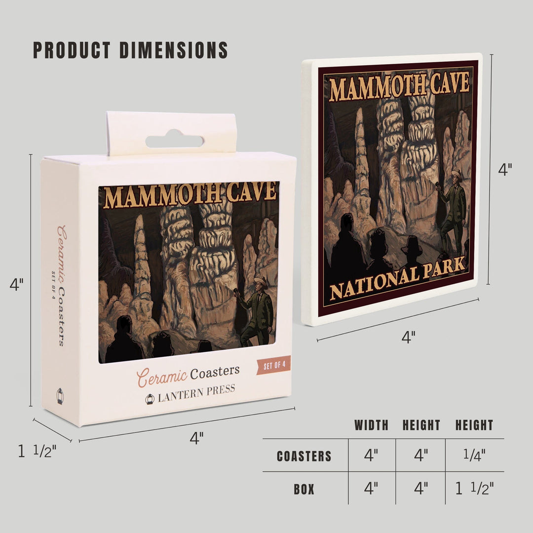 Mammoth Cave National Park, Kentucky, Onyx Pillars, Lantern Press Artwork, Coaster Set - Lantern Press