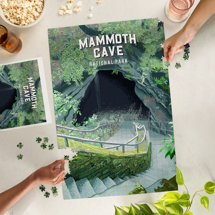 Mammoth Cave National Park, Kentucky, Painterly National Park Series, Jigsaw Puzzle Puzzle Lantern Press 