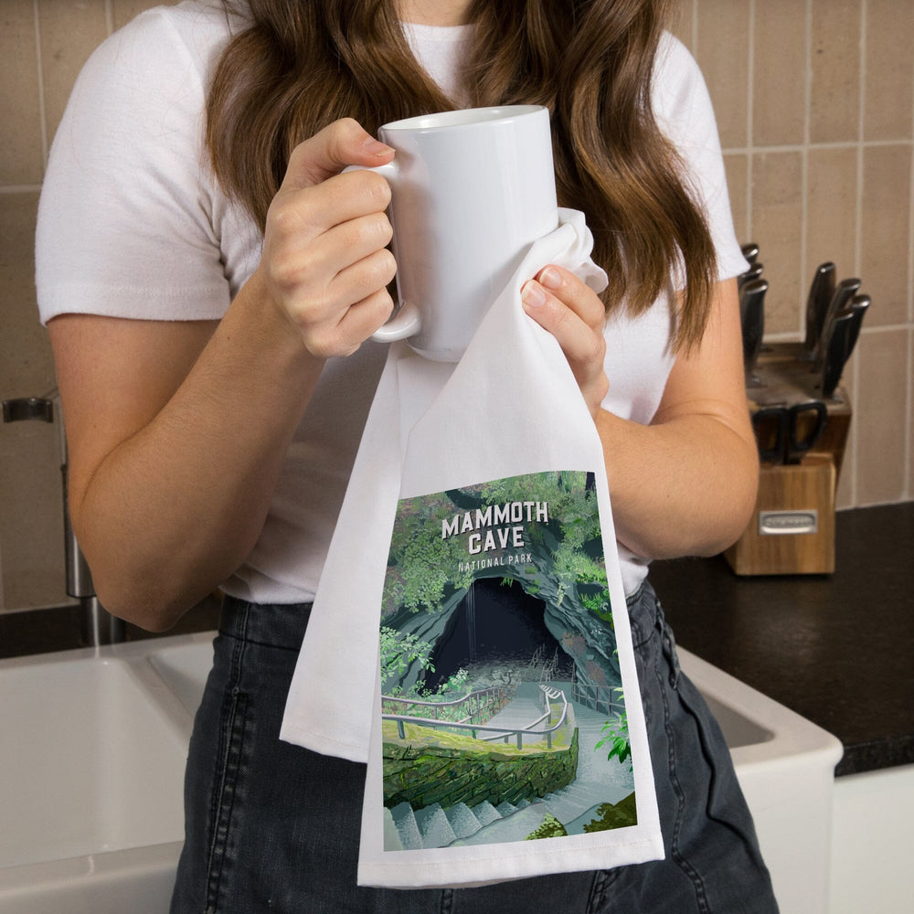 Mammoth Cave National Park, Kentucky, Painterly National Park Series, Organic Cotton Kitchen Tea Towels Kitchen Lantern Press 