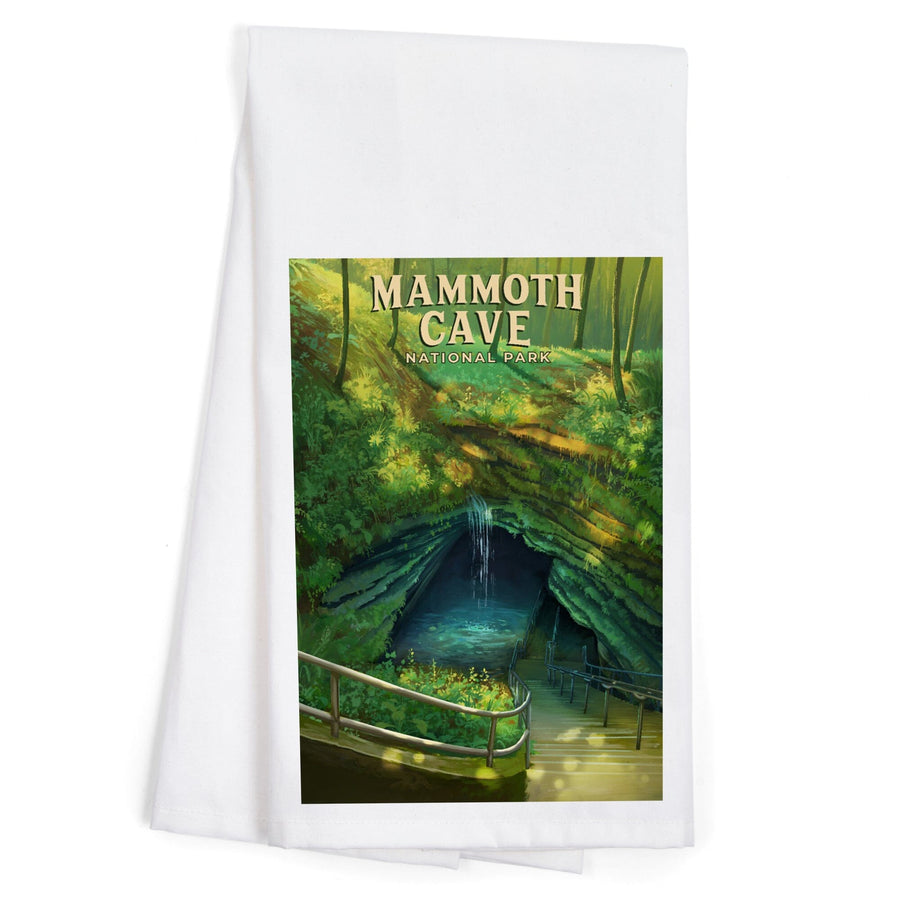 Mammoth Cave National Park, Oil Painting, Organic Cotton Kitchen Tea Towels Kitchen Lantern Press 