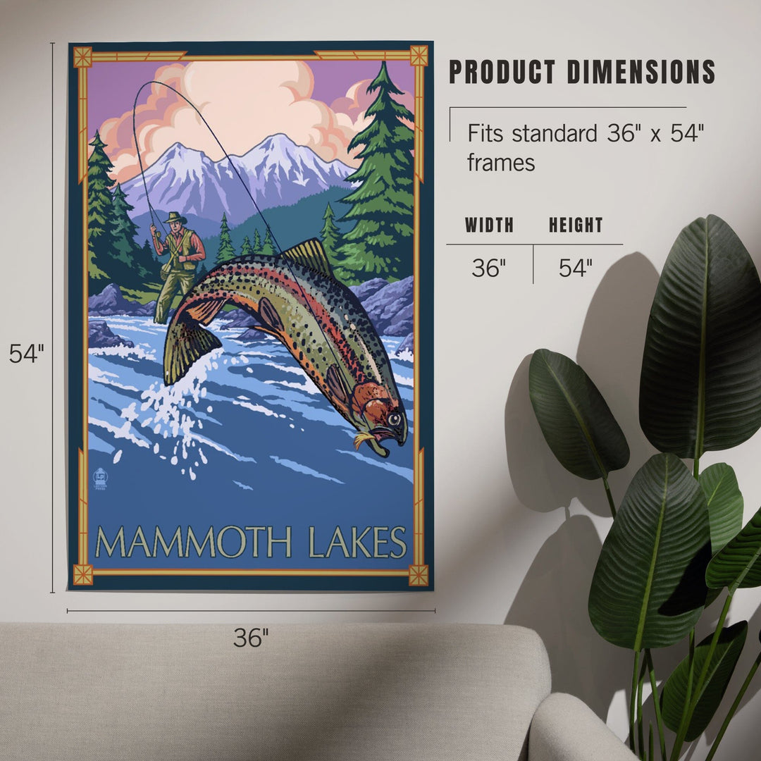Mammoth Lakes, California - Fly Fishing - Lantern Press Artwork (16x24 Giclee Gallery Print, Wall Decor Travel Poster), Size: 16 x 24